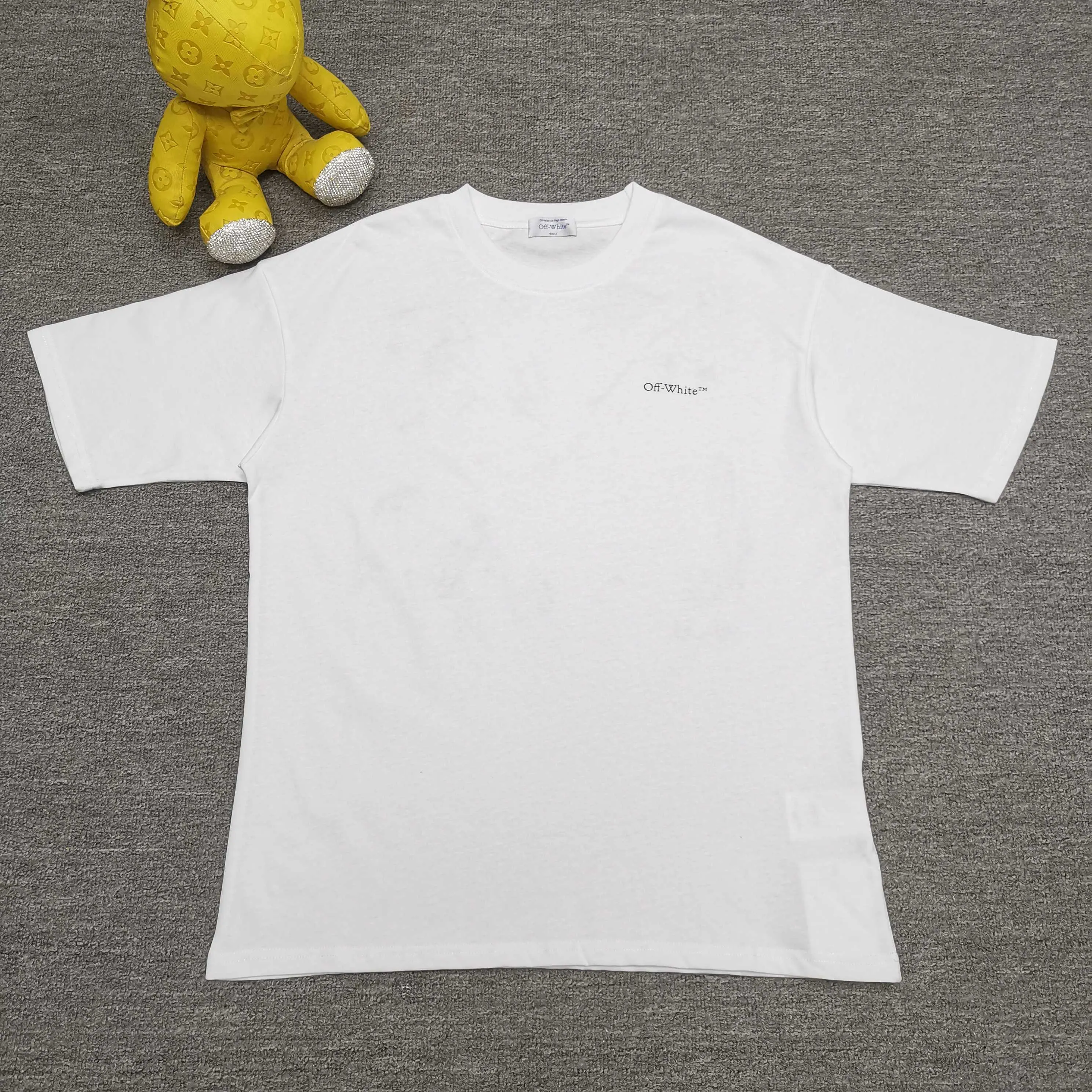 off white new floral graffiti loose short-sleeved T-shirt Size: S M L XL Color: Black White P240